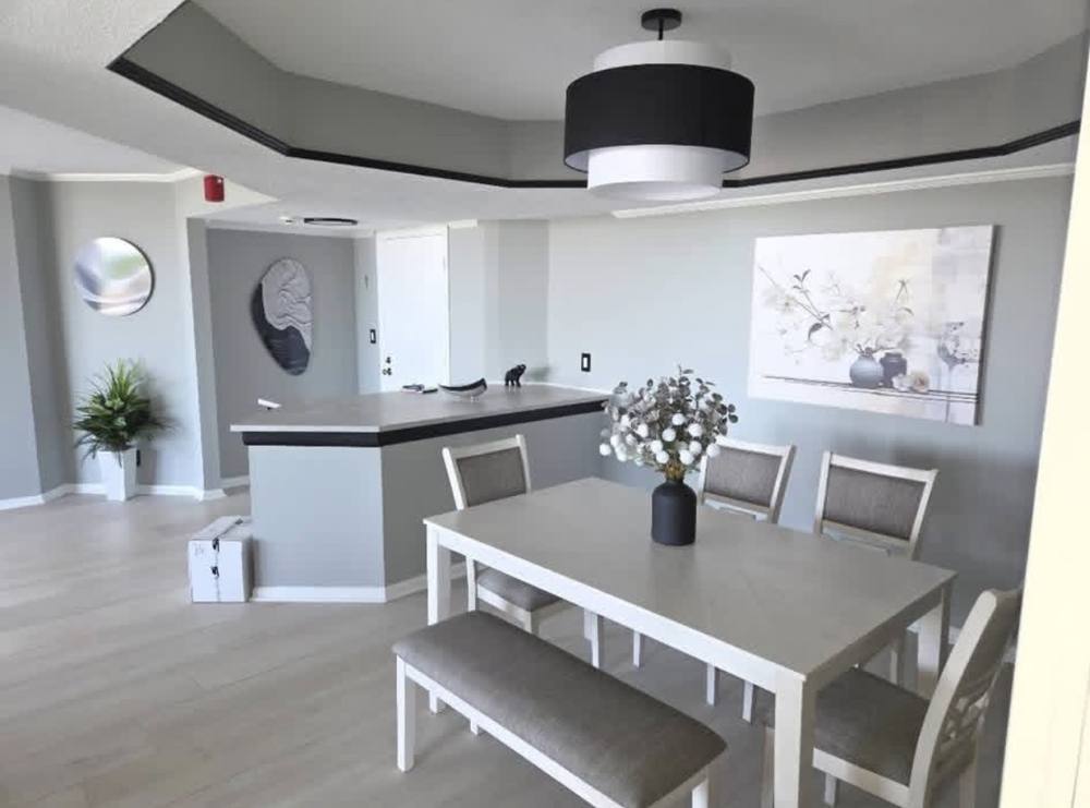 Freshly painted and finished condo dining room